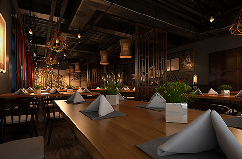 谢岗镇简约大气中式风格餐厅设计装修效果图